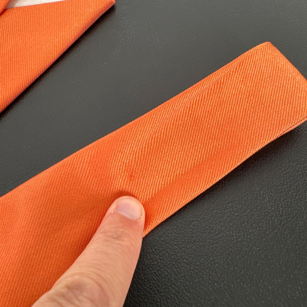 Brooks Brothers Makers Orange Silk Repp Tie Made in USA English Fabric 3.75 W - Picture 6 of 6